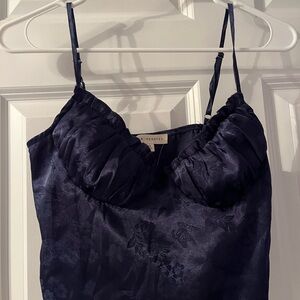 Navy Floral Satin Camisole